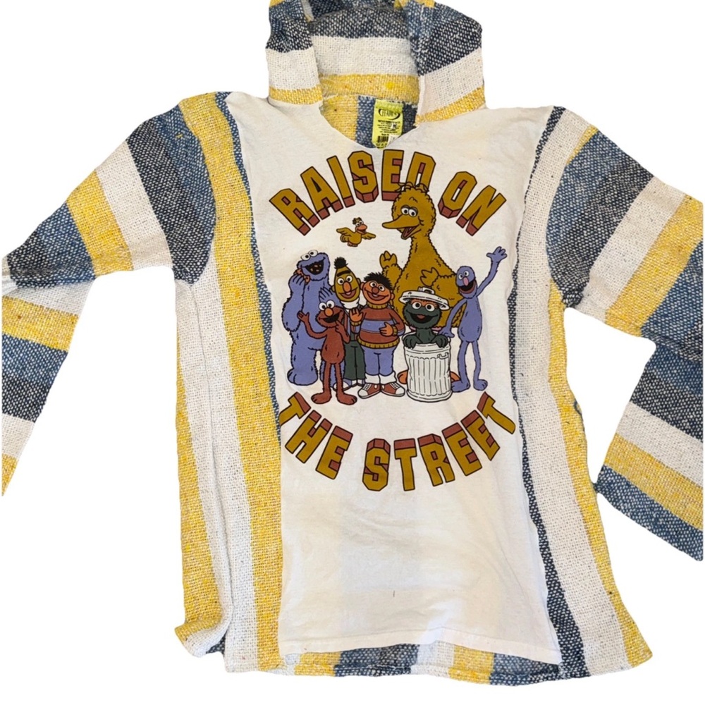 Raised On The Street Sesame Street Custom Made Baja Hoodie - Yellow & Blue